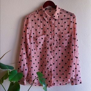 AMERICAN APPAREL • SHEER VELVET POLKA DOT TOP